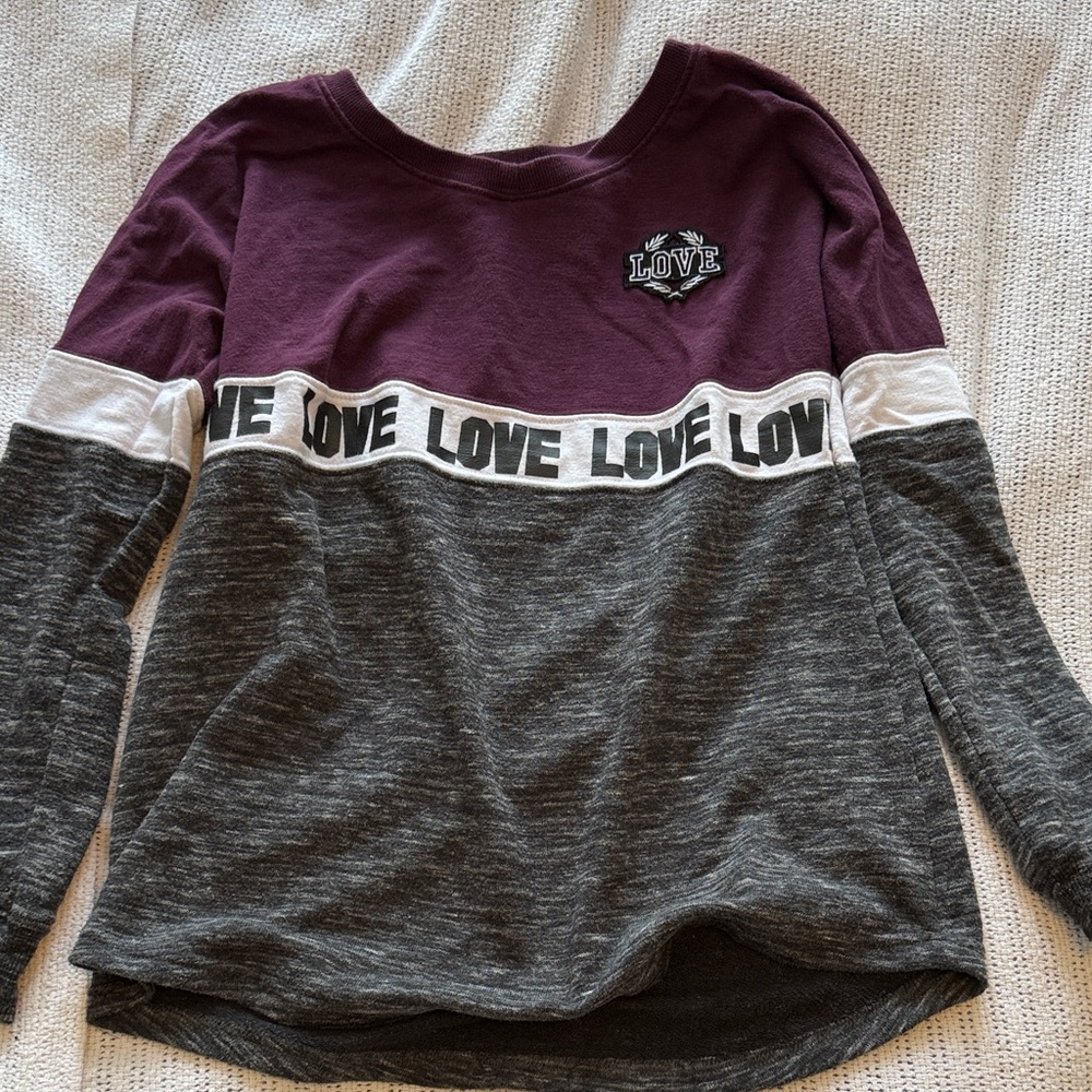 Inspired Hearts Long Sleeve Tee - Purple, Gray, and White